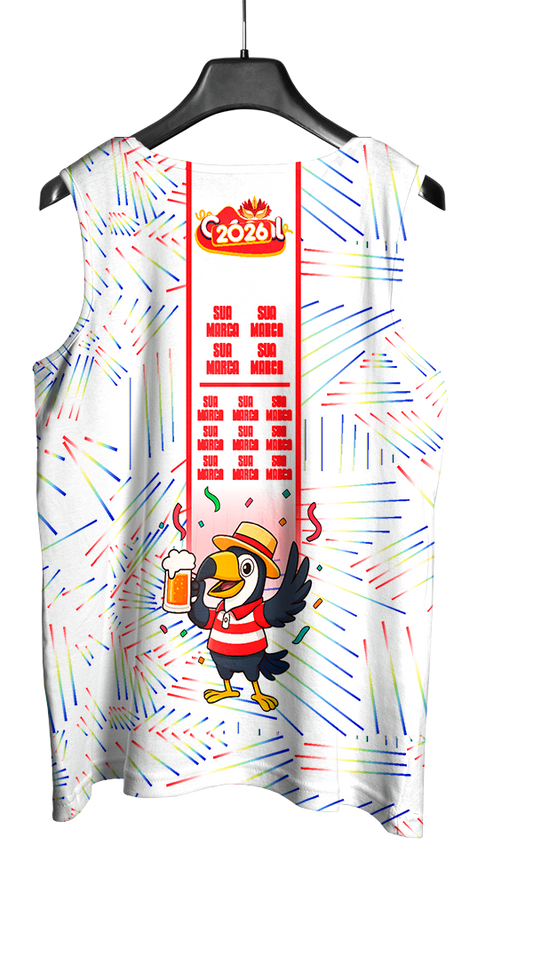 Arte Vetor Abadá Carnaval 2026 Estampa de Tucano - Mockup Costas