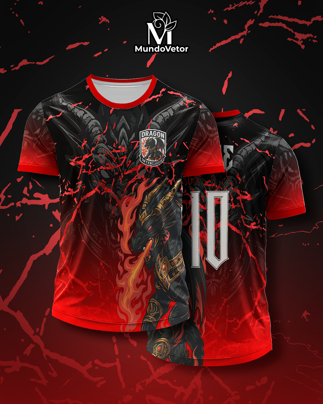 Arte Digital Camiseta Interclasse Dragão em Chamas