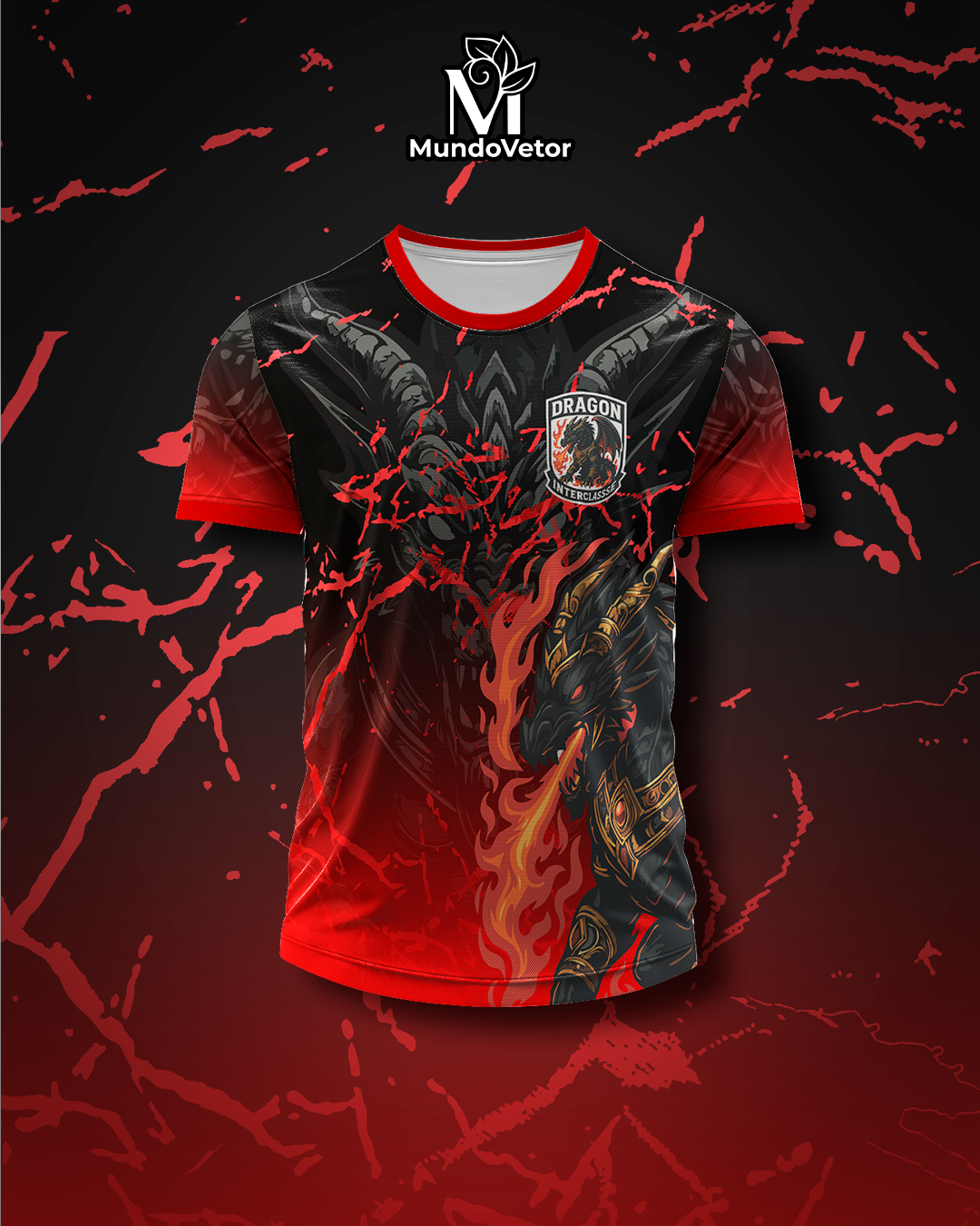 Arte Digital Camiseta Interclasse Dragão em Chamas
