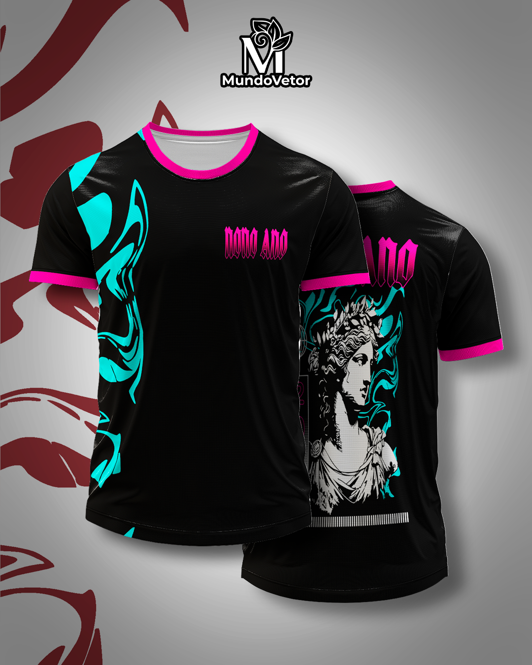 Arte Digital Camiseta Nono Ano Estátua Fundo Ondas