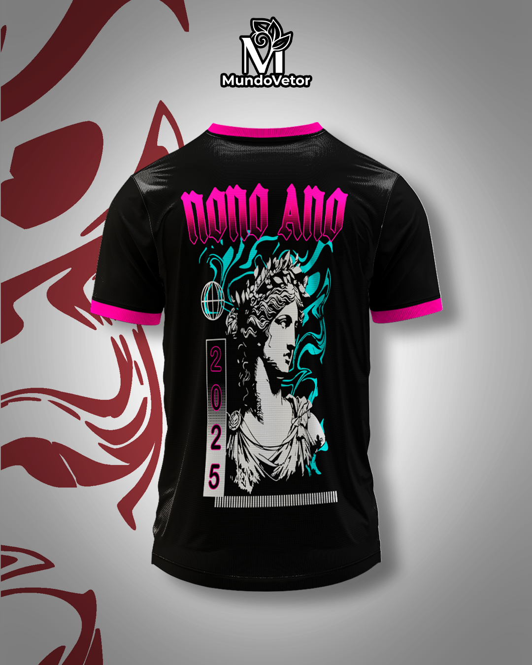 Arte Digital Camiseta Nono Ano Estátua Fundo Ondas