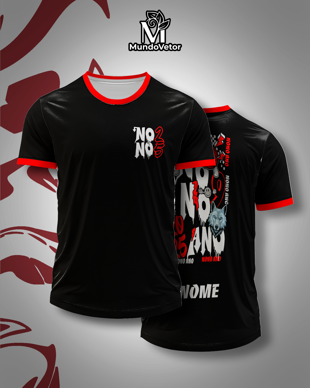 Arte Digital Camiseta Nono Ano Lobo