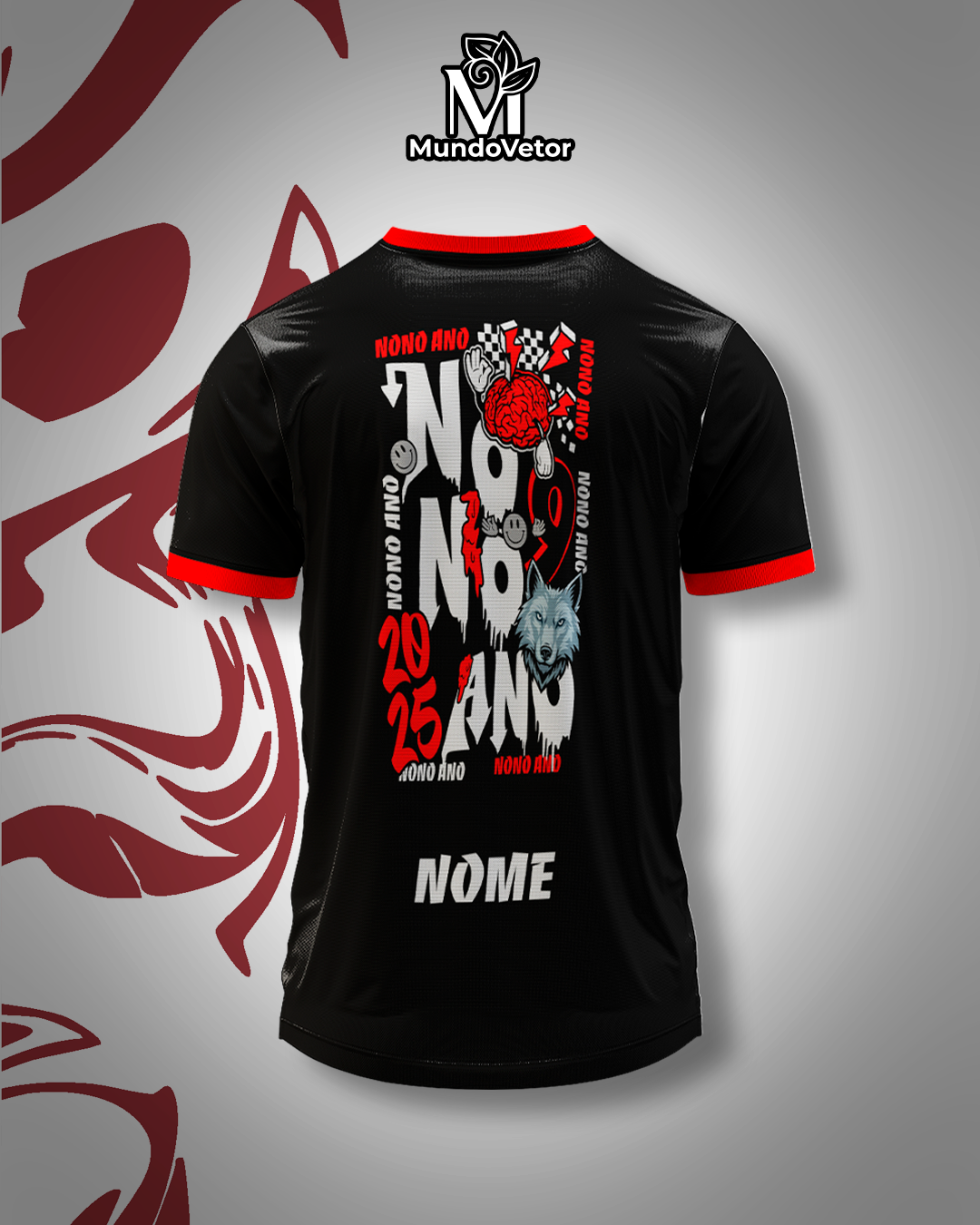 Arte Digital Camiseta Nono Ano Lobo