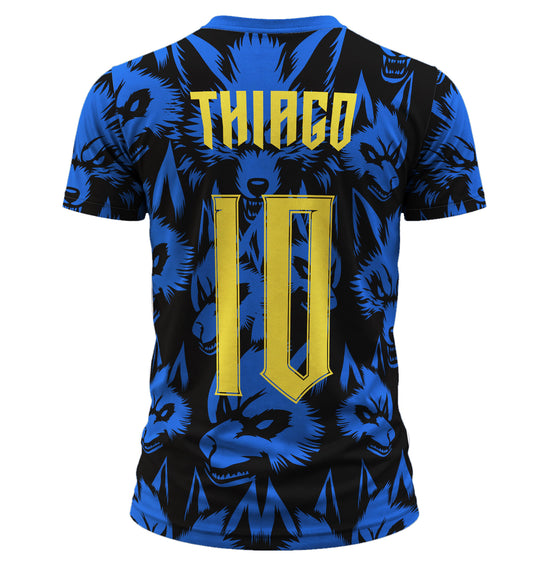 mockup 3d camiseta manga curta Costas lobo noturno 2026