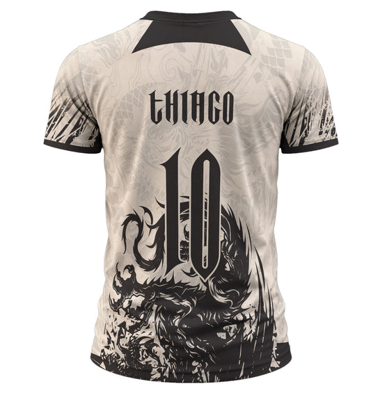 mockup 3d camiseta arte vetor estampa dragão negro costas