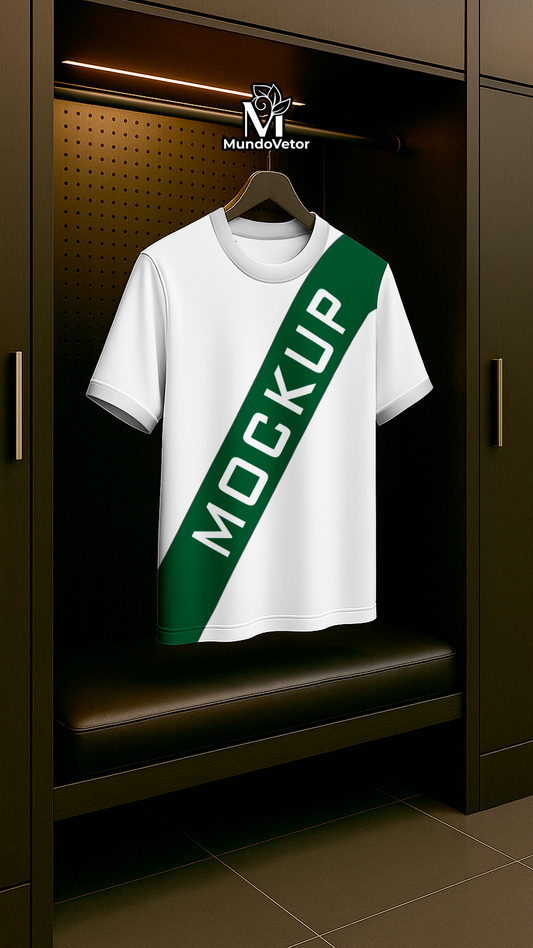 mockup editável de camiseta branca em cabide