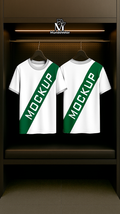 mockup camiseta cabide fundo neutro para design