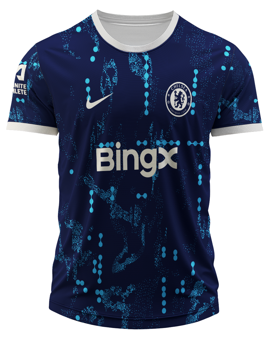 arte digital camisa chelsea pré-jogo 24 25
