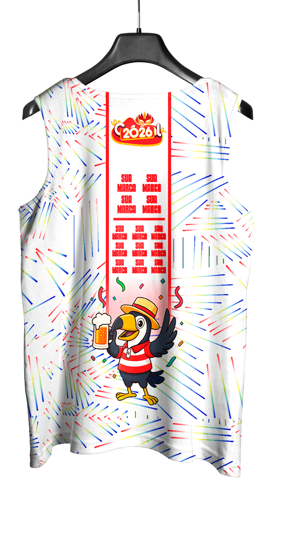 Arte Vetor Abadá Carnaval 2026 Estampa de Tucano - Mockup Costas