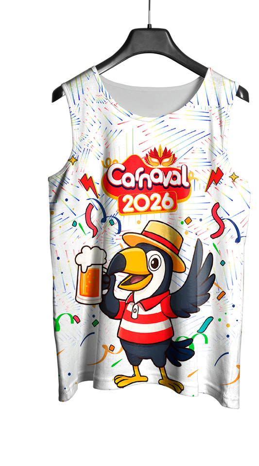 Arte Vetor Abadá Carnaval 2026 Estampa de Tucano - Mockup Frente
