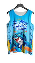 Arte Vetor Abadá Carnaval 2026 Estampa de Tubarão - Mockup Frente
