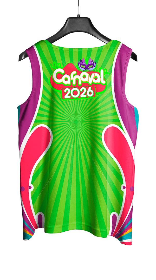 Arte Vetor Abadá Carnaval 2026 Formas Geométricas Coloridas - Mockup Costas