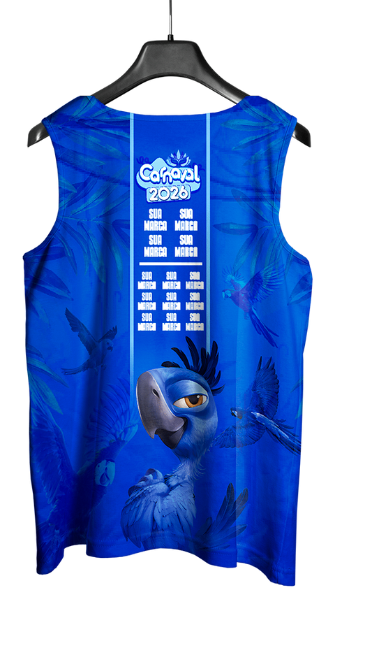 Arte Vetor Abadá Carnaval 2026 Arara Azul Filme Blue - Mockup Costas