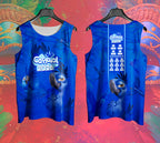 Arte Vetor Abadá Carnaval 2026 Arara Azul Filme Blue - Mockup Frente e Costas em Cenário Carnaval
