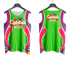 Arte Vetor Abadá Carnaval 2026 Formas Geométricas Coloridas - Mockup Frente e Costas com Fundo Transparente
