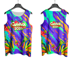 Arte Vetor Abadá Carnaval 2026 Explosão de Cores e Chocalho - Mockup Frente e Costas com Fundo Transparente