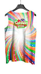 Arte Vetor Abadá Carnaval 2026 Redemoinho Cores Arco-Íris - Mockup Costas
