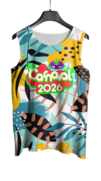 Arte Vetor Abadá Carnaval 2026 Branco e Flores Coloridas - Mockup Frente
