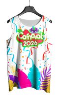 Arte Vetor Abadá Carnaval 2026 Branco e Fitas Coloridas - Mockup Frente
