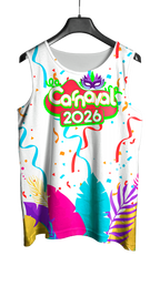 Arte Vetor Abadá Carnaval 2026 Branco e Fitas Coloridas - Mockup Frente