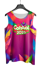 Arte Vetor Abadá Carnaval 2026 Roxo com Estampa Colorida - Mockup Frente