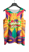 Arte Vetor Abadá Carnaval 2026 Máscaras em Fundo Amarelo - Mockup Frente