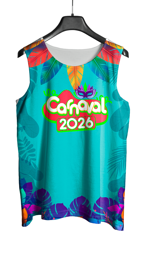 Arte Vetor Abadá Carnaval 2026 Verde Água - Mockup Frente