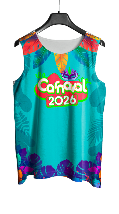 Arte Vetor Abadá Carnaval 2026 Verde Água - Mockup Frente