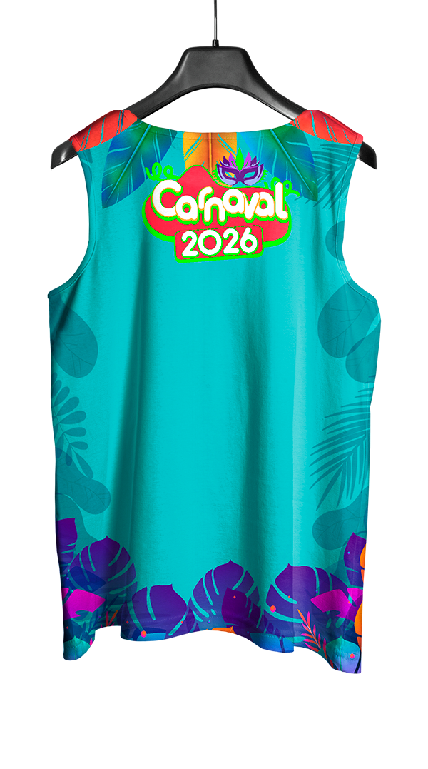 Arte Vetor Abadá Carnaval 2026 Verde Água - Mockup Costas