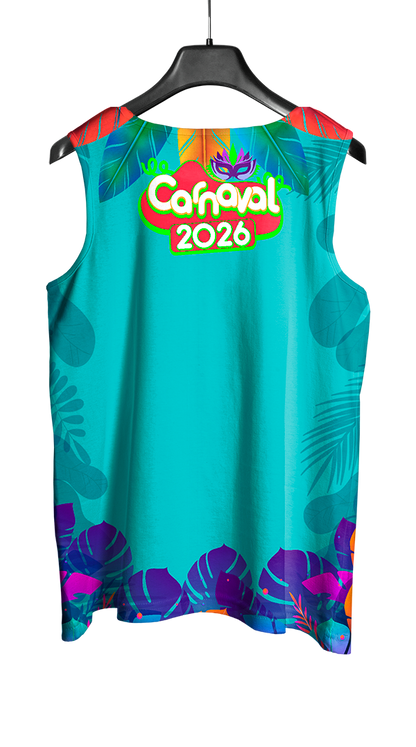 Arte Vetor Abadá Carnaval 2026 Verde Água - Mockup Costas