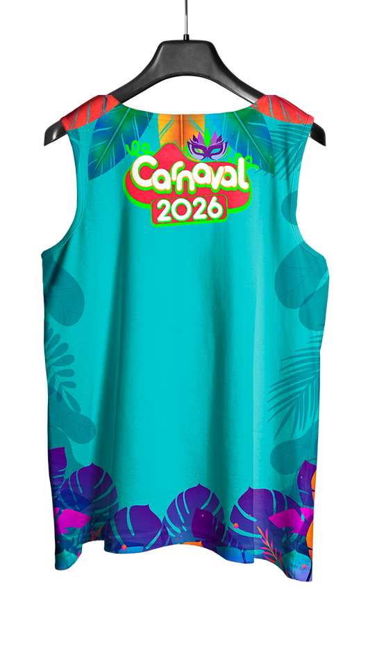 Arte Vetor Abadá Carnaval 2026 Verde Água - Mockup Costas