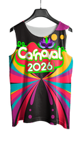 Arte Vetor Abadá Carnaval 2026 Fundo Preto com Detalhes Coloridos - Mockup Frente
