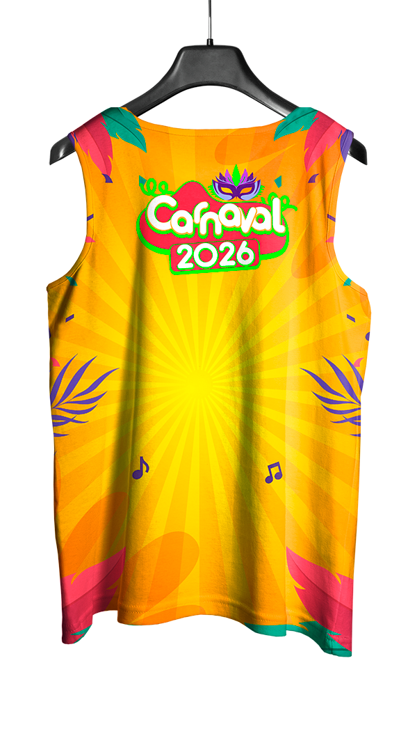 Arte Vetor Abadá Carnaval 2026 Raios de Sol - Mockup Costas