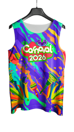 Arte Vetor Abadá Carnaval 2026 Explosão de Cores e Chocalho - Mockup Frente