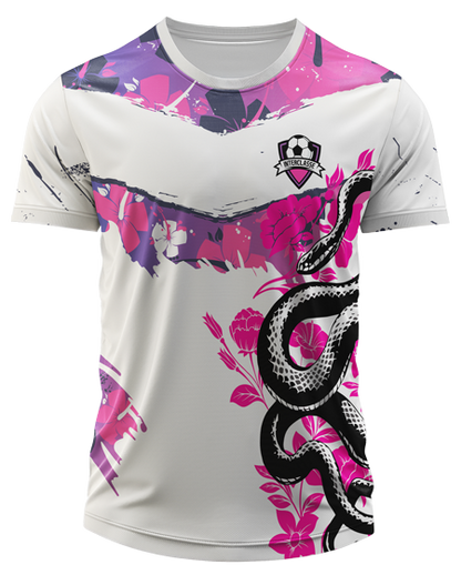 Arte Digital Camiseta Interclasse Cobra e Flores Coloridas