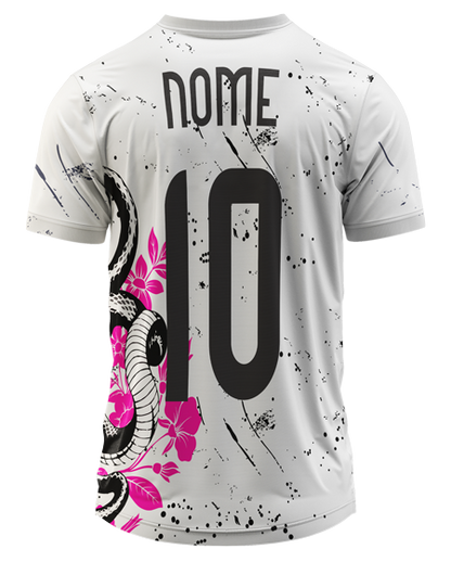 Arte Digital Camiseta Interclasse Cobra e Flores Coloridas