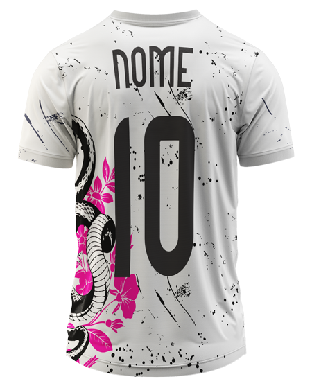 Arte Digital Camiseta Interclasse Cobra e Flores Coloridas