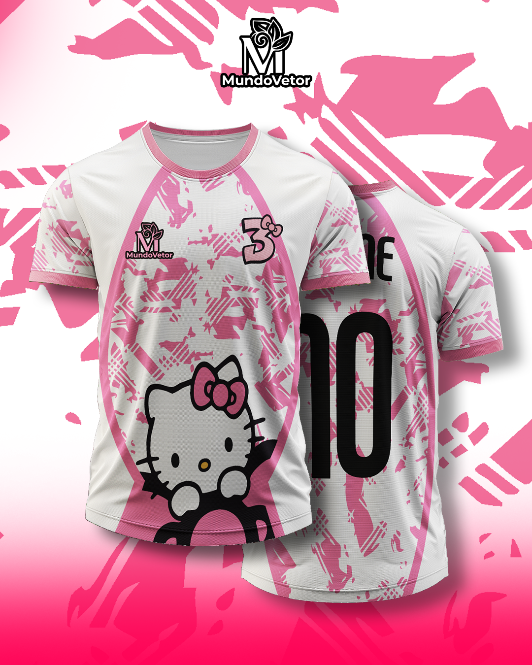 design fofo hello kitty em camisa escolar interclasse