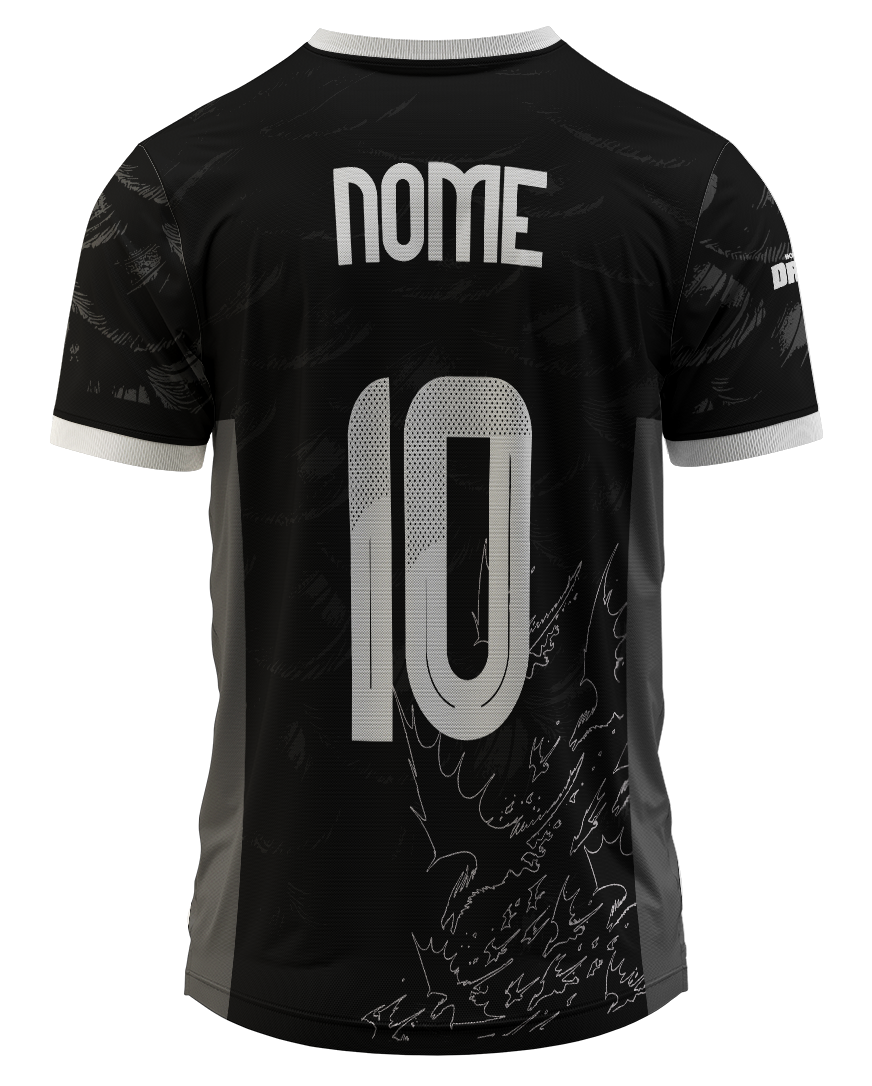 design vetorial dragão preto banguela camisa interclasse