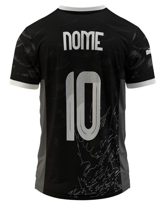 design vetorial dragão preto banguela camisa interclasse