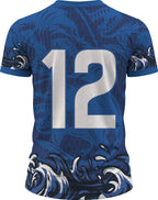 arte digital vetor camisa estampa tubarão azul