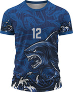 arte digital vetor camisa estampa tubarão azul