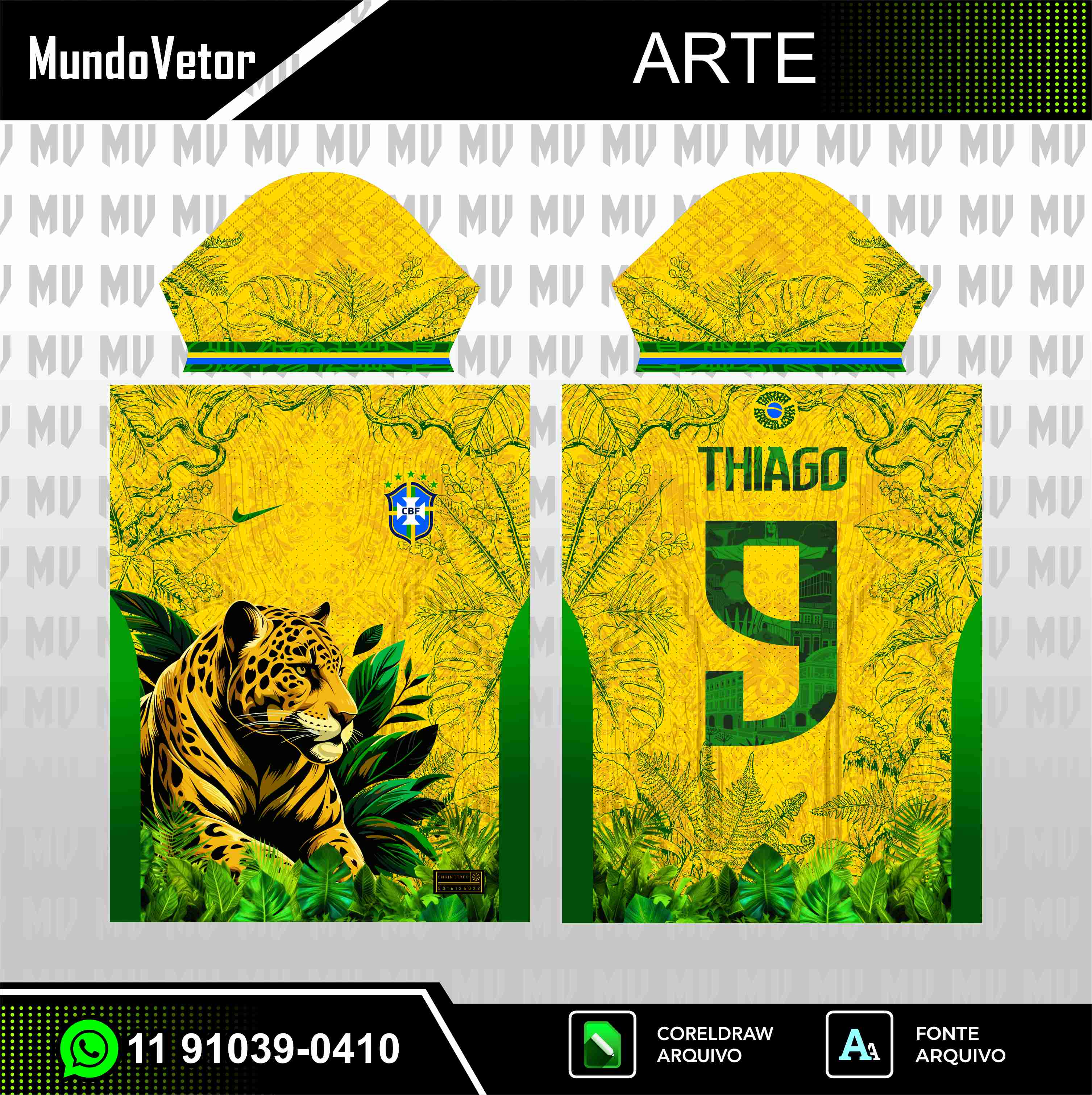 Arte Digital Camisa Seleção Brasileira Onça Copa 2026