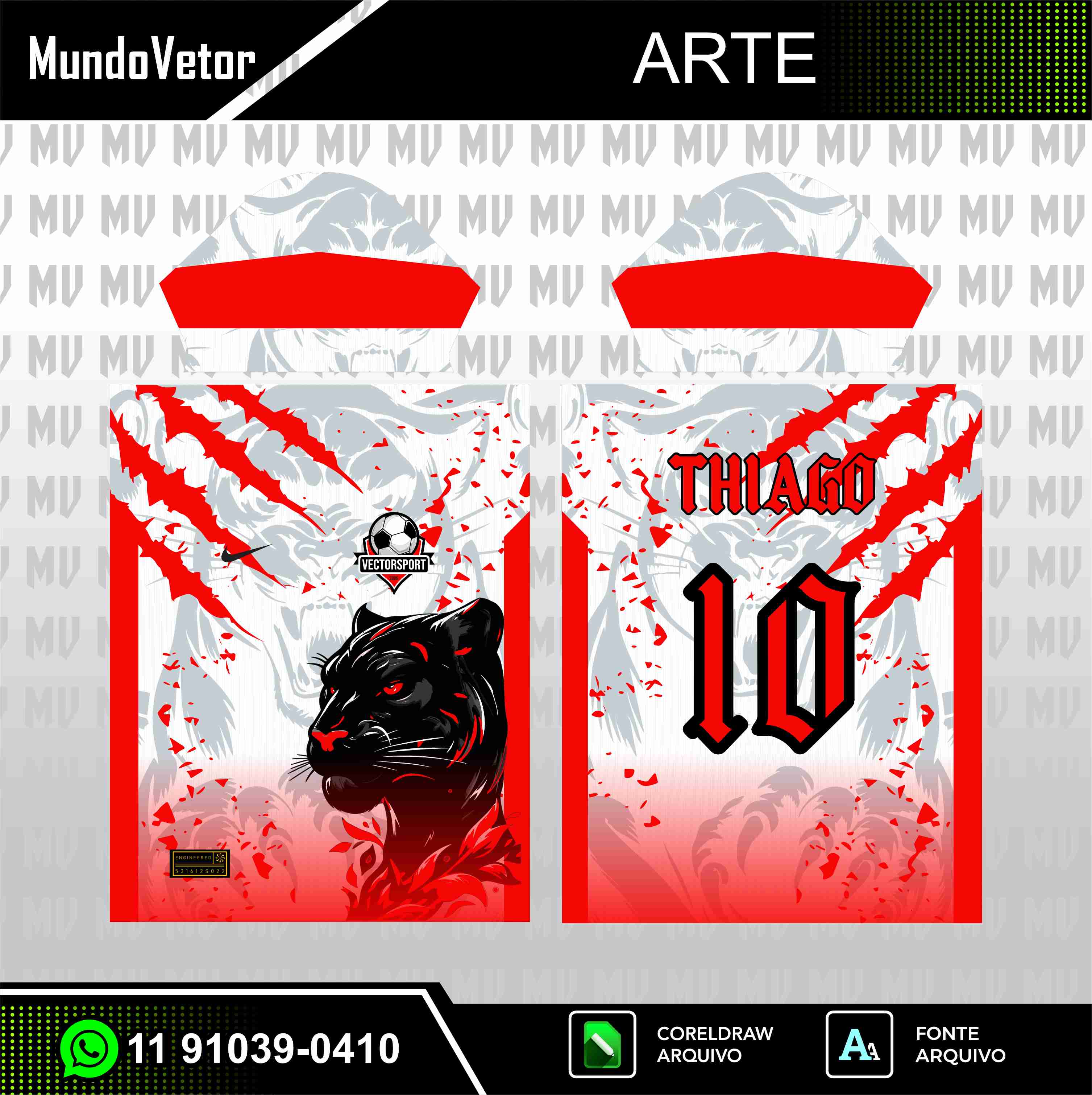 Arte Digital Camisa Interclasse Pantera Vermelha