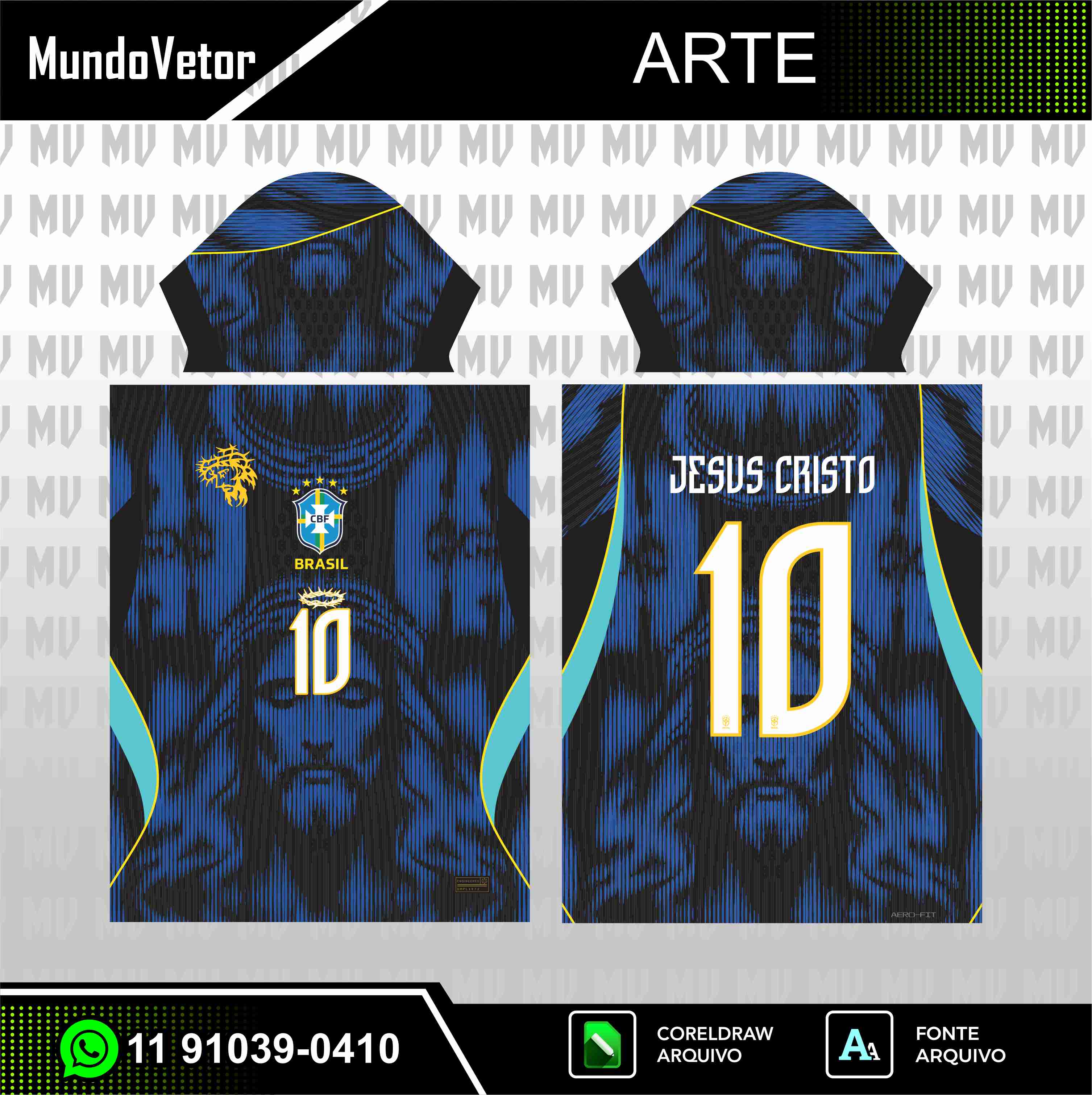 Arte Digital Camisa Seleção Brasileira Jesus 2026.2027 Azul