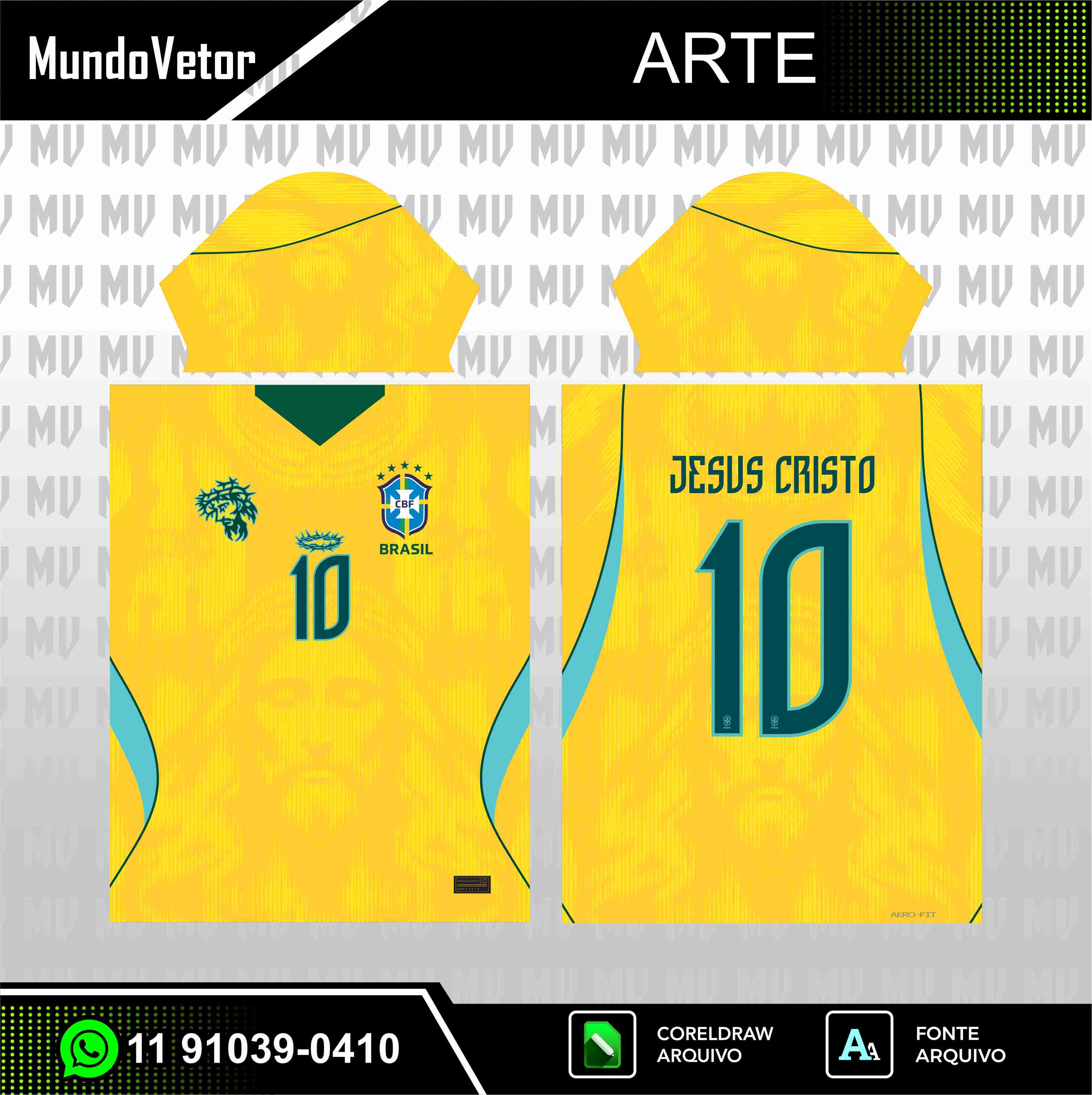 Arte Digital Camisa Seleção Brasileira Jesus 2026.2027 Amarela