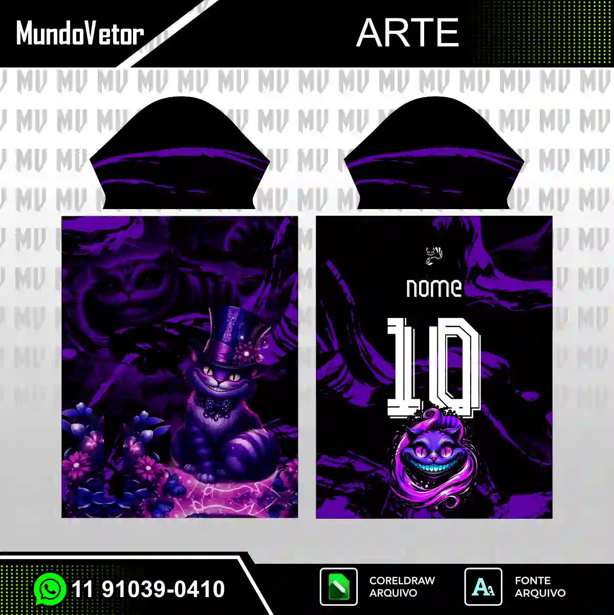 Arte Camisa Interclasse Gato de Cheshire