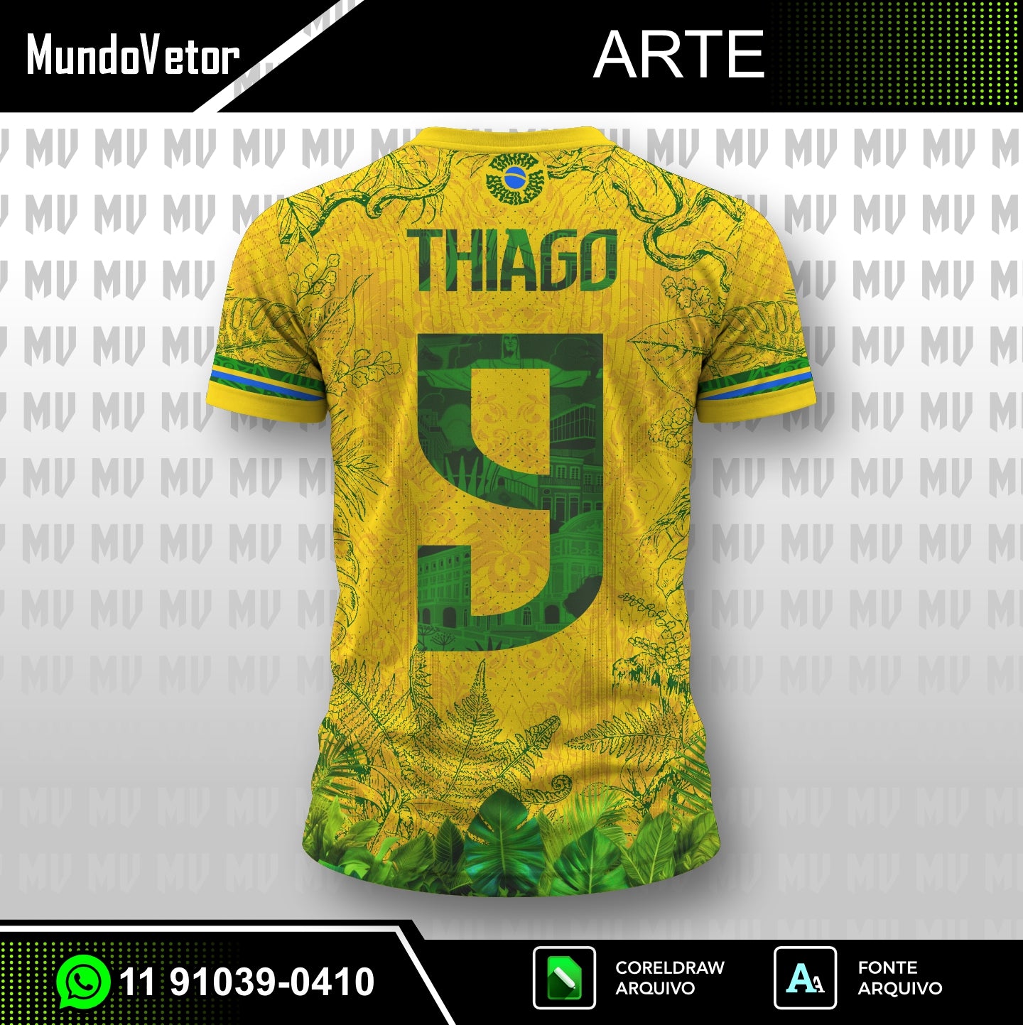 Arte Digital Camisa Seleção Brasileira Onça Copa 2026