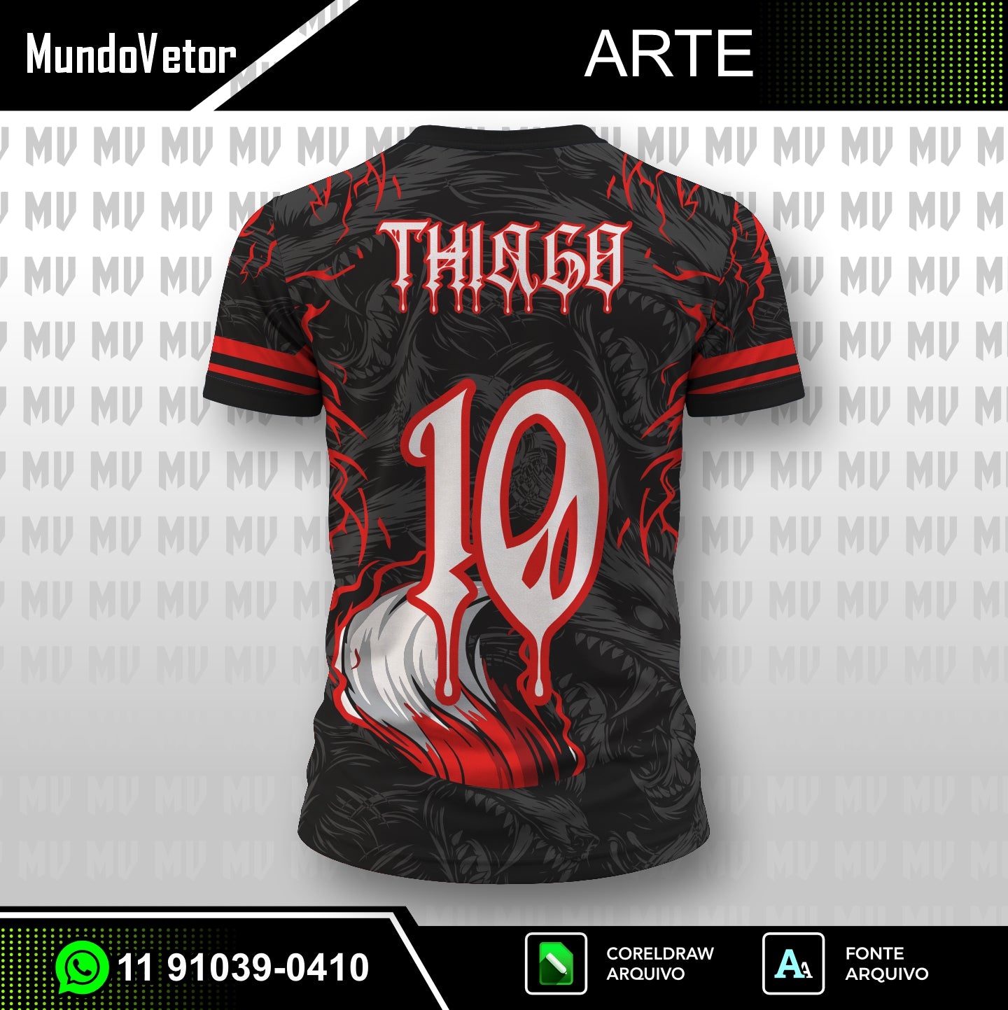 Arte Digital Camisa Interclasse Lobo Red