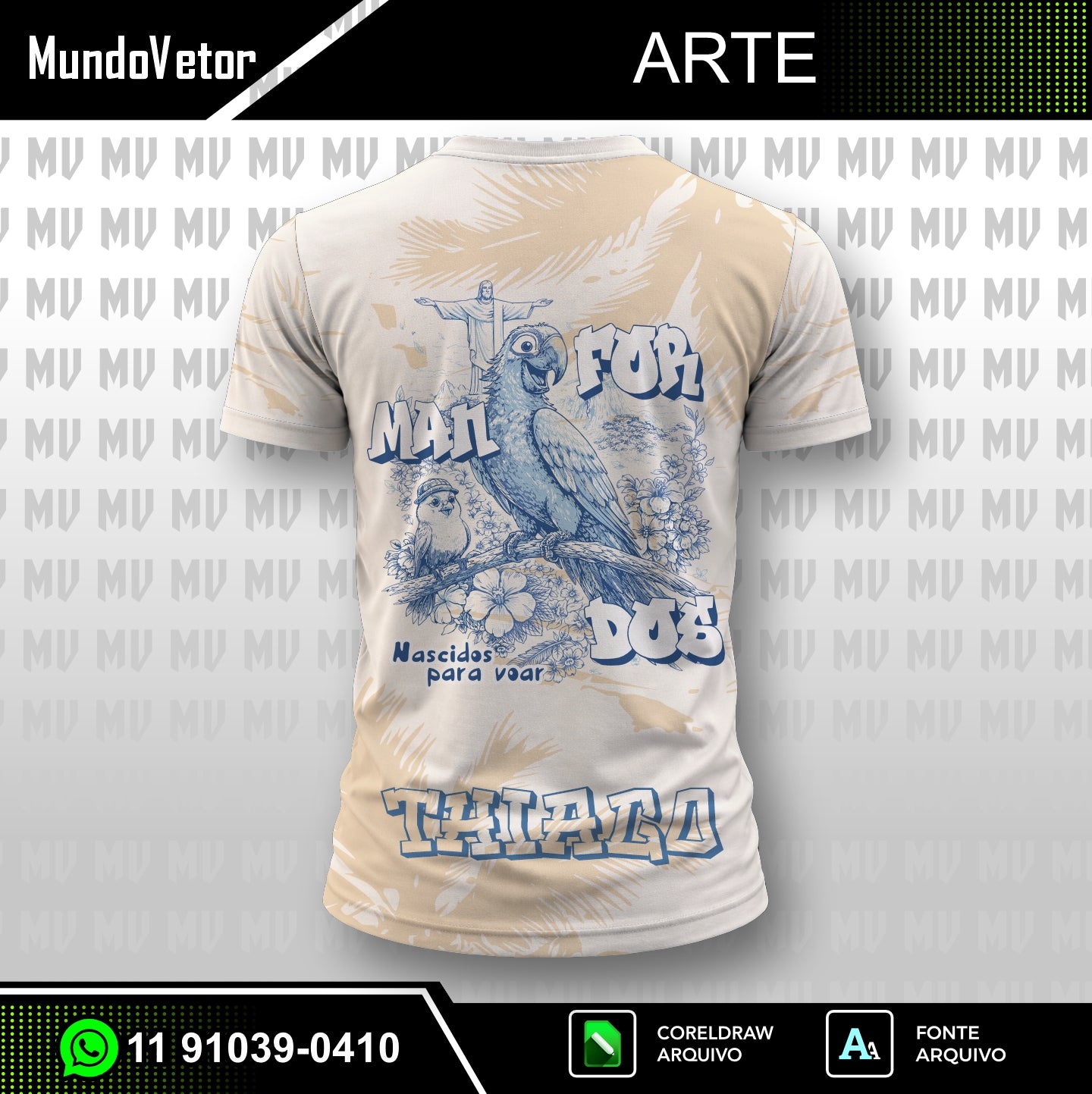 Arte Digital Camisa Interclasse Blue Arara Nono Ano 2026